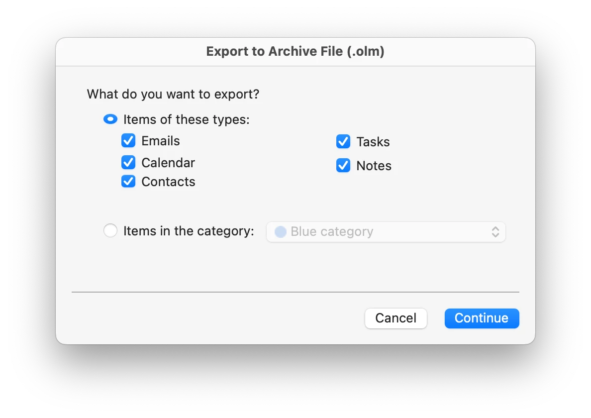 Export to Archive File