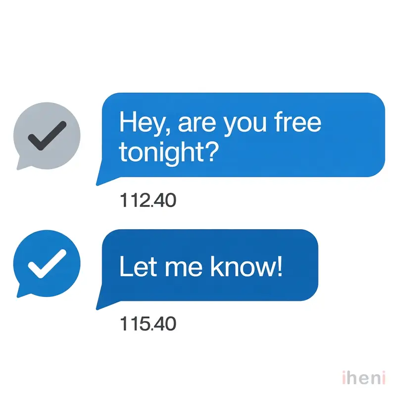 Screenshot of a Facebook Messenger chat thread showing the difference between a Sent message (hollow check) and a Delivered message (solid check)