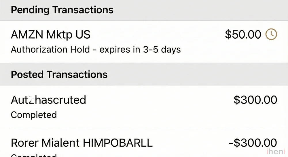 This image visualizes a "pending" transaction on a banking app, explaining why funds might appear to be taken even if the order was declined.